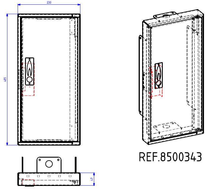 PORTE ALUMINIUM DE REPARATION DE COFFRET S22 HAUT 8500343 §