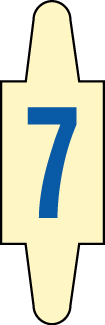 CARACTERE AMOVIBLE CHIFFRE -7- H 8MM  FOND IVOIRE / RELIEF BLEU  PAR 25 CHI007M §