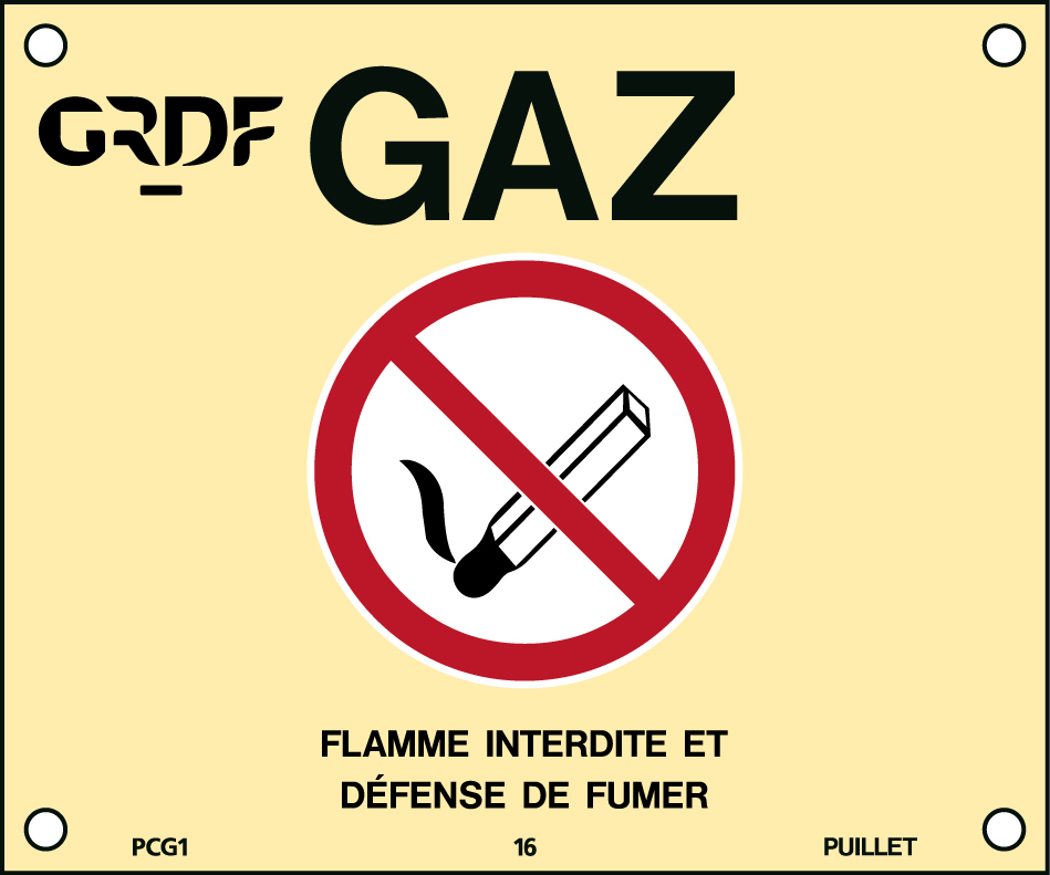 PLAQUE FLAMME INTERDITE TYPE PCG1 120X100MM 8642099 ETIPCG §
